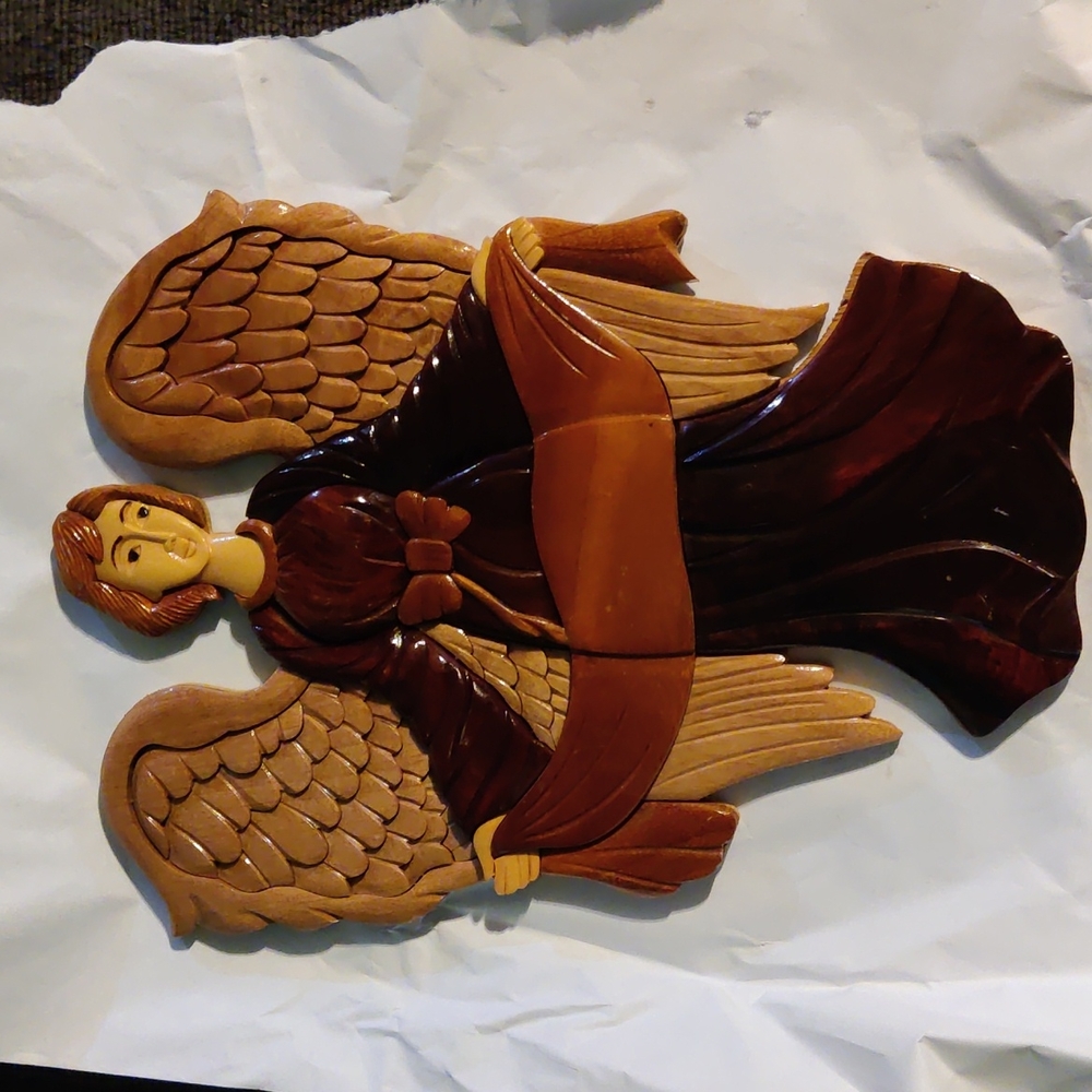 Vintage antique hand carved Wooden Angel